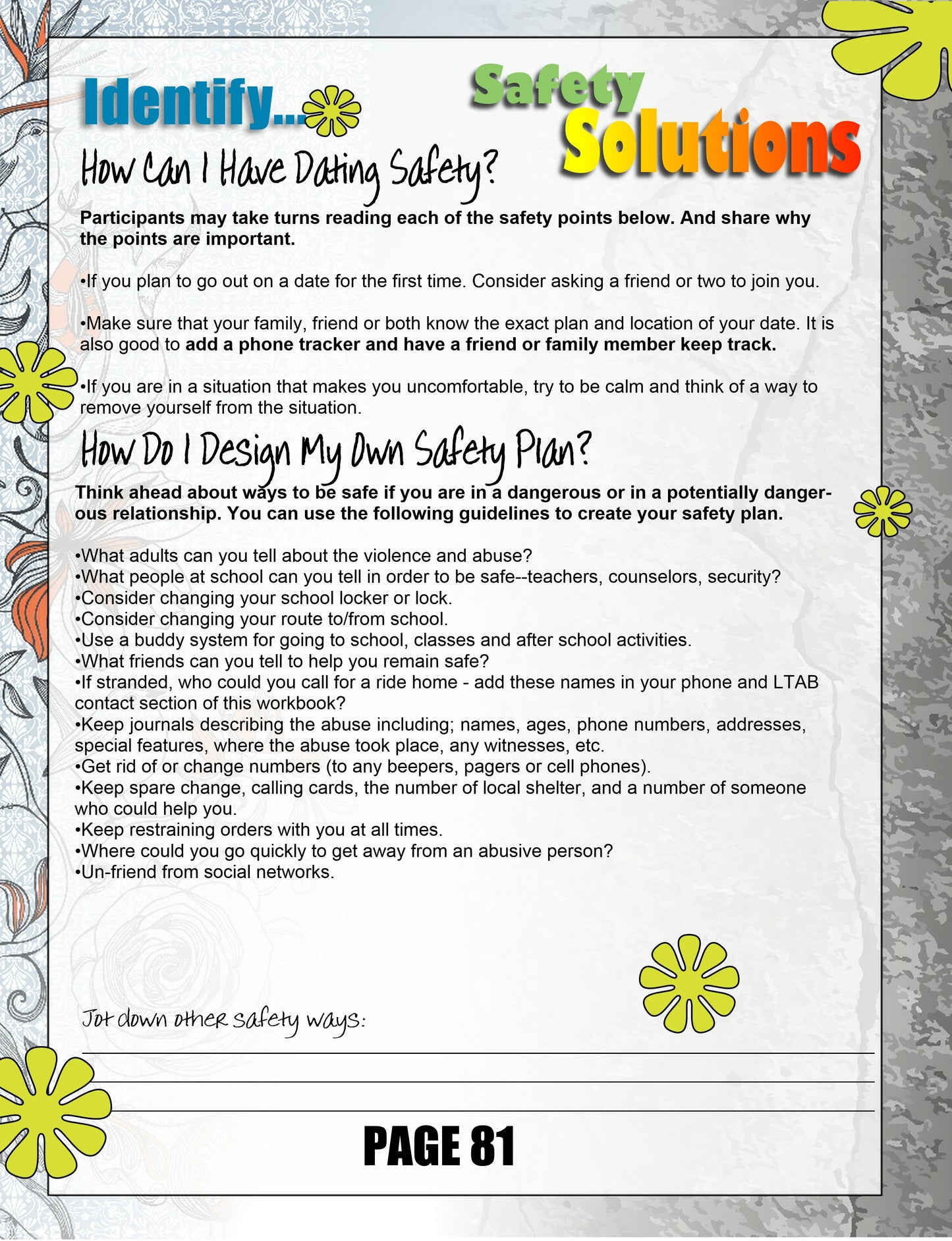 Let’s Talk About BOYZ Teen Dating Violence Awareness and Prevention Series for Teen Girls Instructor & Participant Guide Available in Paperback and Ebook Format